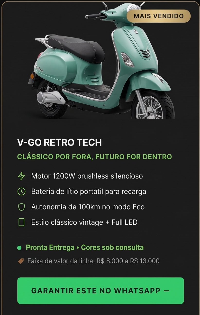 V-Go Retro Tech Scooter Vintage Elétrica